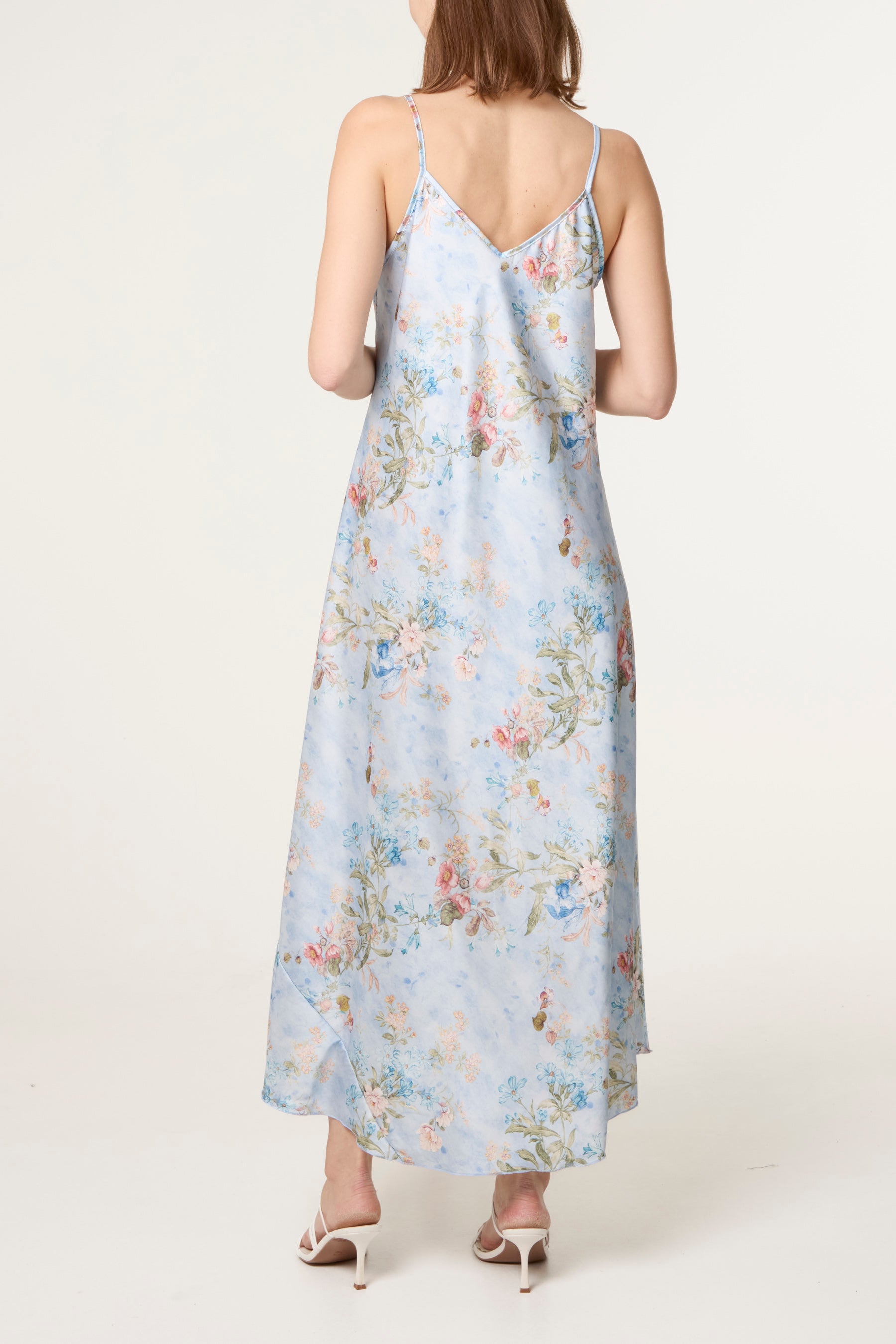 Botanical Flower Satin Cami Dress