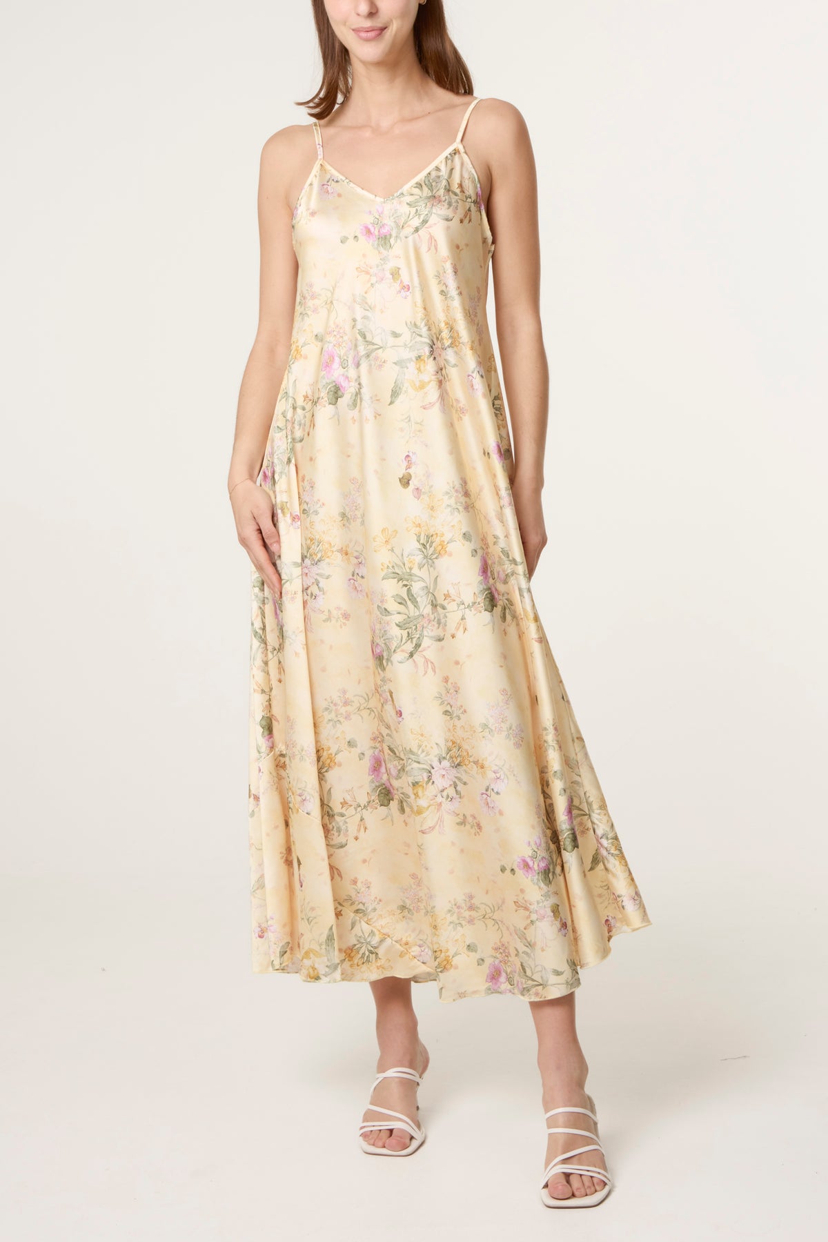 Botanical Flower Satin Cami Dress