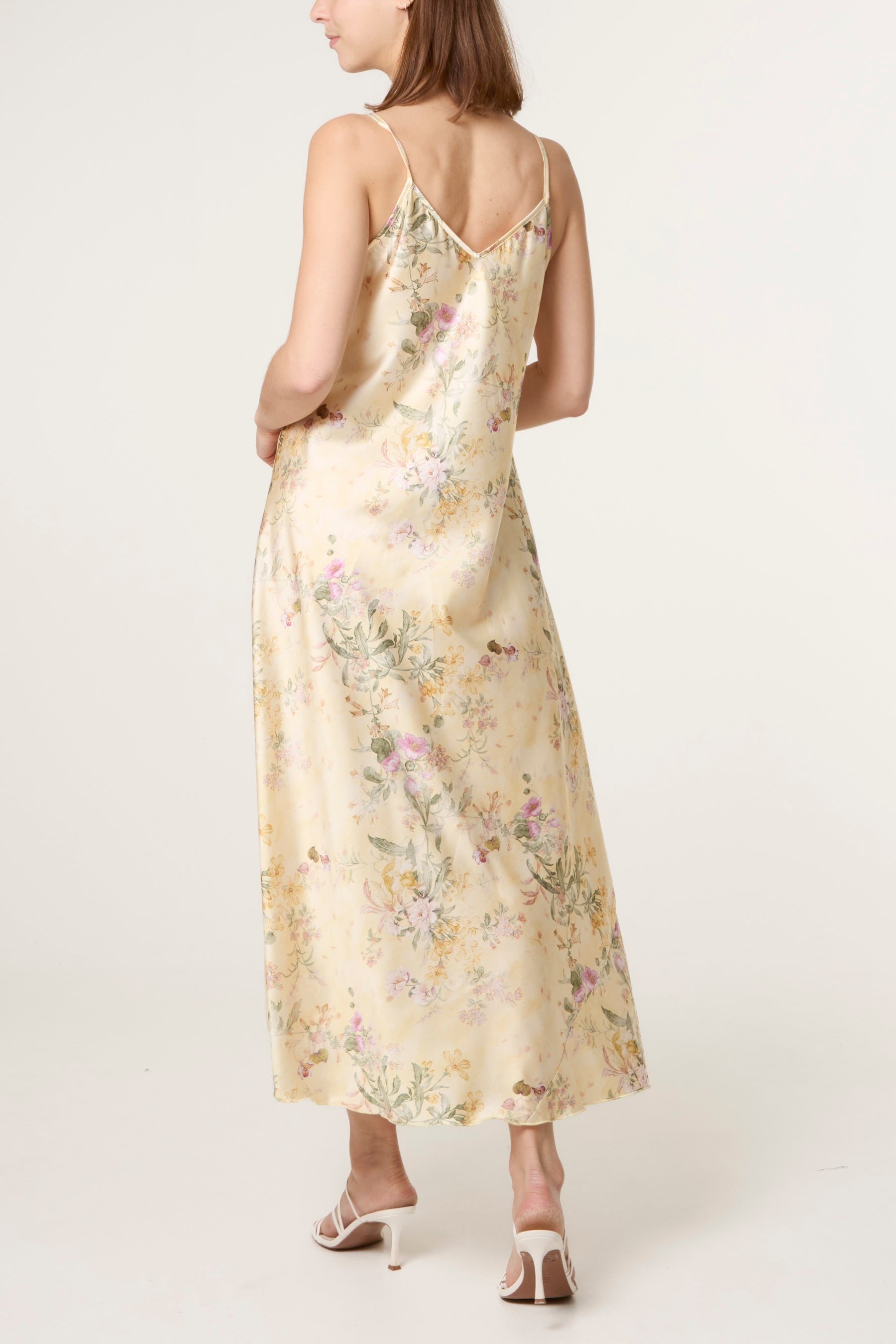 Botanical Flower Satin Cami Dress