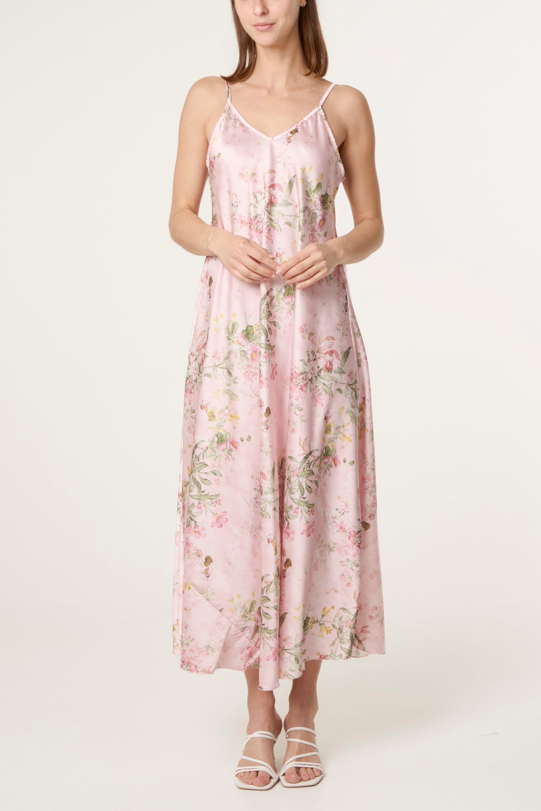 Botanical Flower Satin Cami Dress