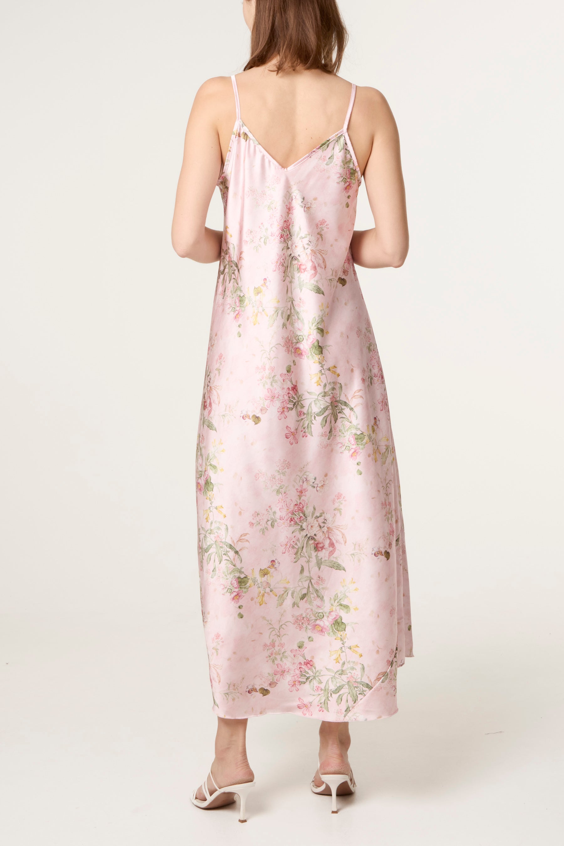 Botanical Flower Satin Cami Dress