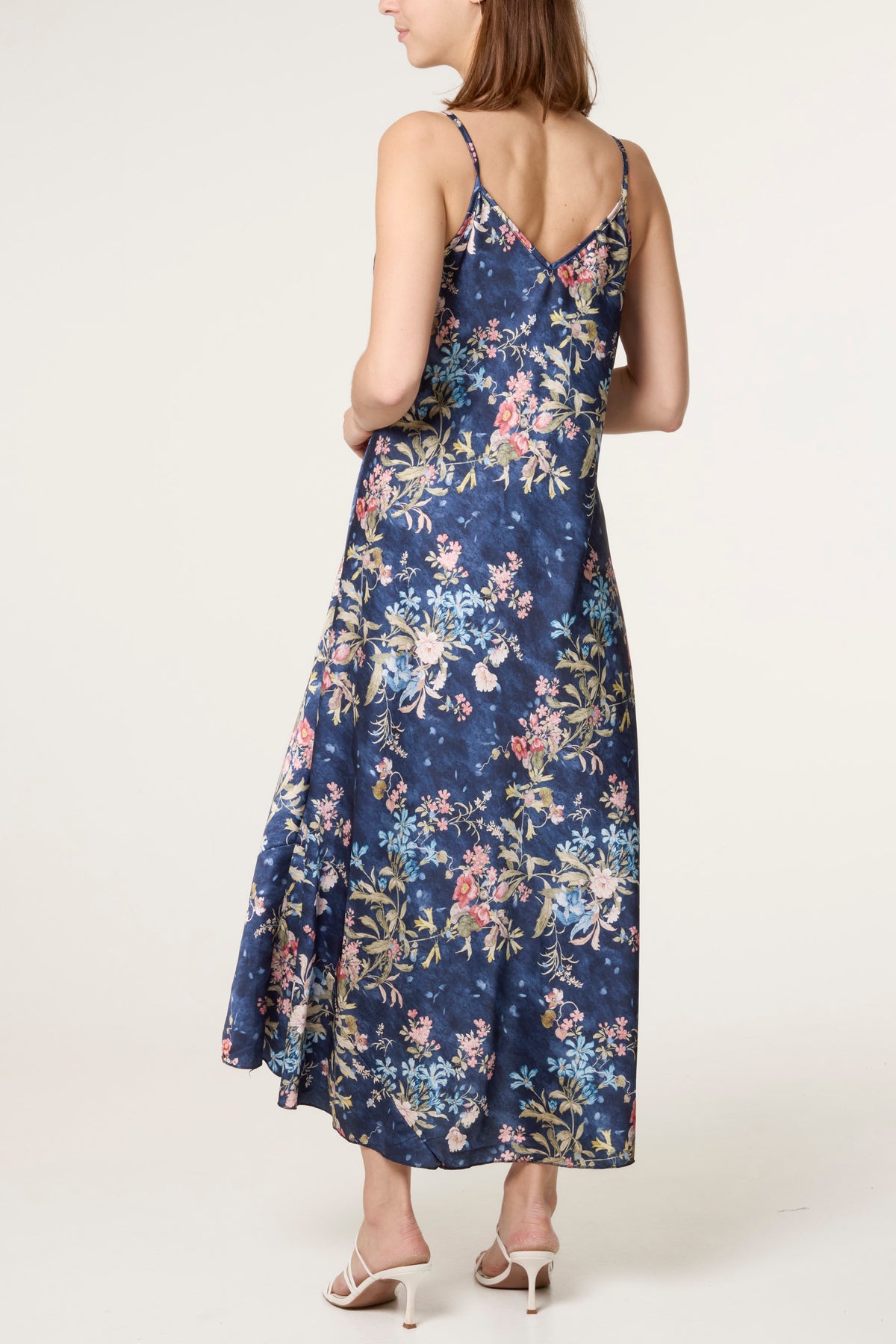 Botanical Flower Satin Cami Dress