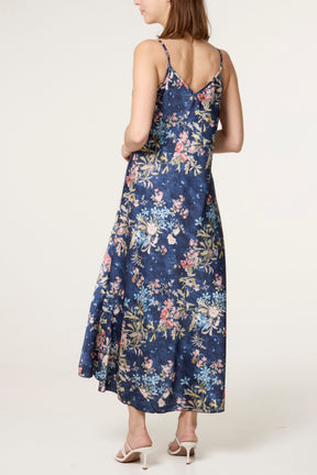 Botanical Flower Satin Cami Dress
