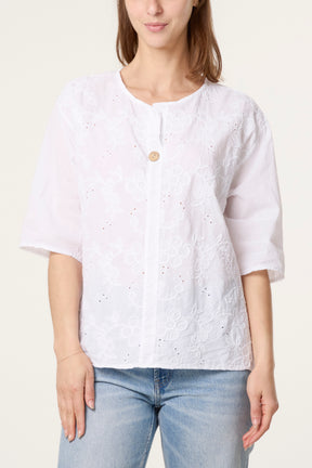 Floral Embroidered Cotton Blouse