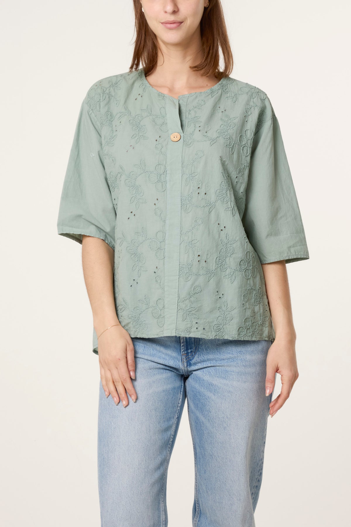 Floral Embroidered Cotton Blouse