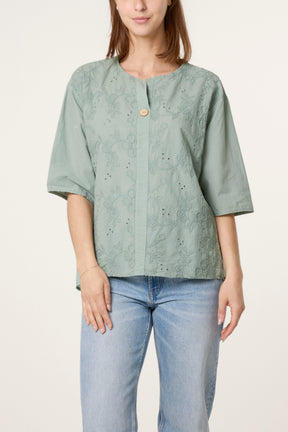Floral Embroidered Cotton Blouse
