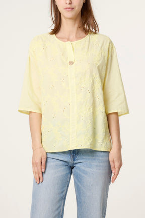 Floral Embroidered Cotton Blouse