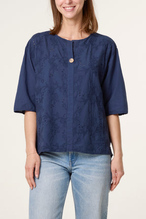 Floral Embroidered Cotton Blouse