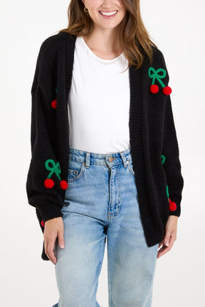 Cherry Embroidery Knit Cardigan