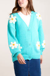 Knitted Daisies Button Cardigan