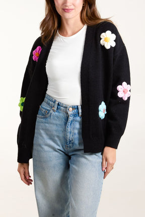 Multi-Coloured Flower Knit Cardigan