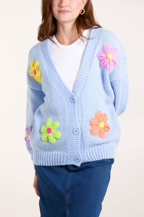 Multi Colour Flower Knit Cardigan