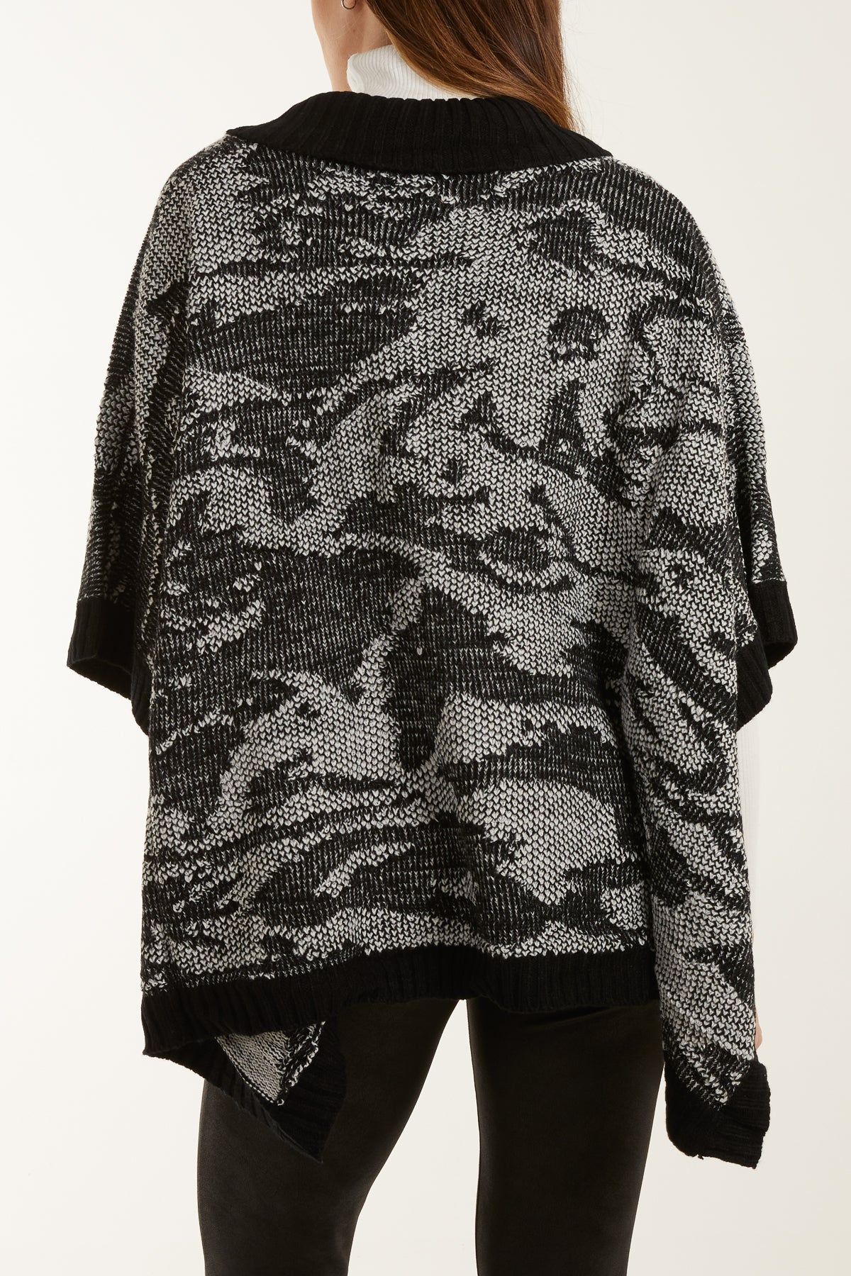 Knitted Abstract Button Poncho