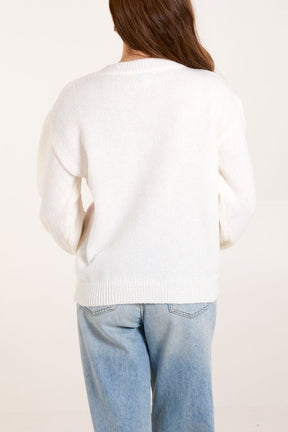 Knitted Flowers Crew Neck Jumper