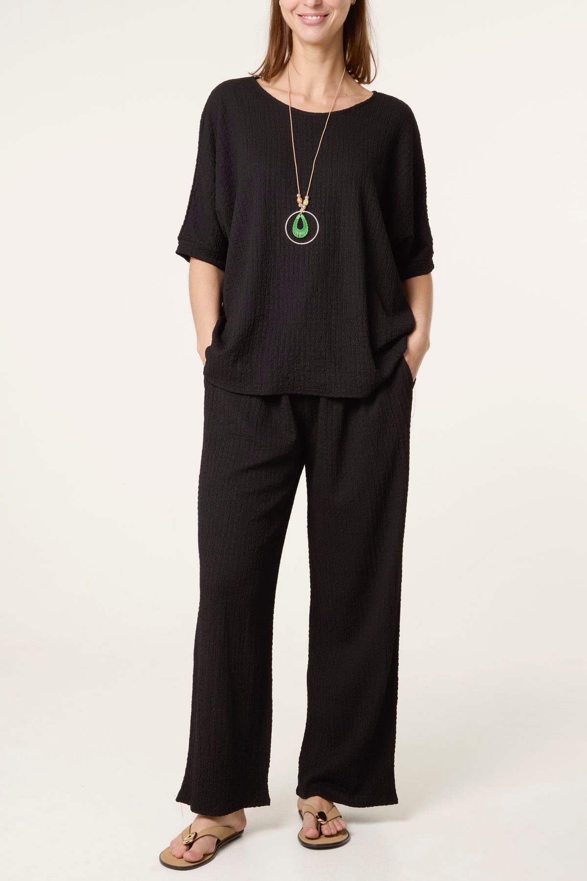 Necklace Crinkle Fabric Co-Ord Set