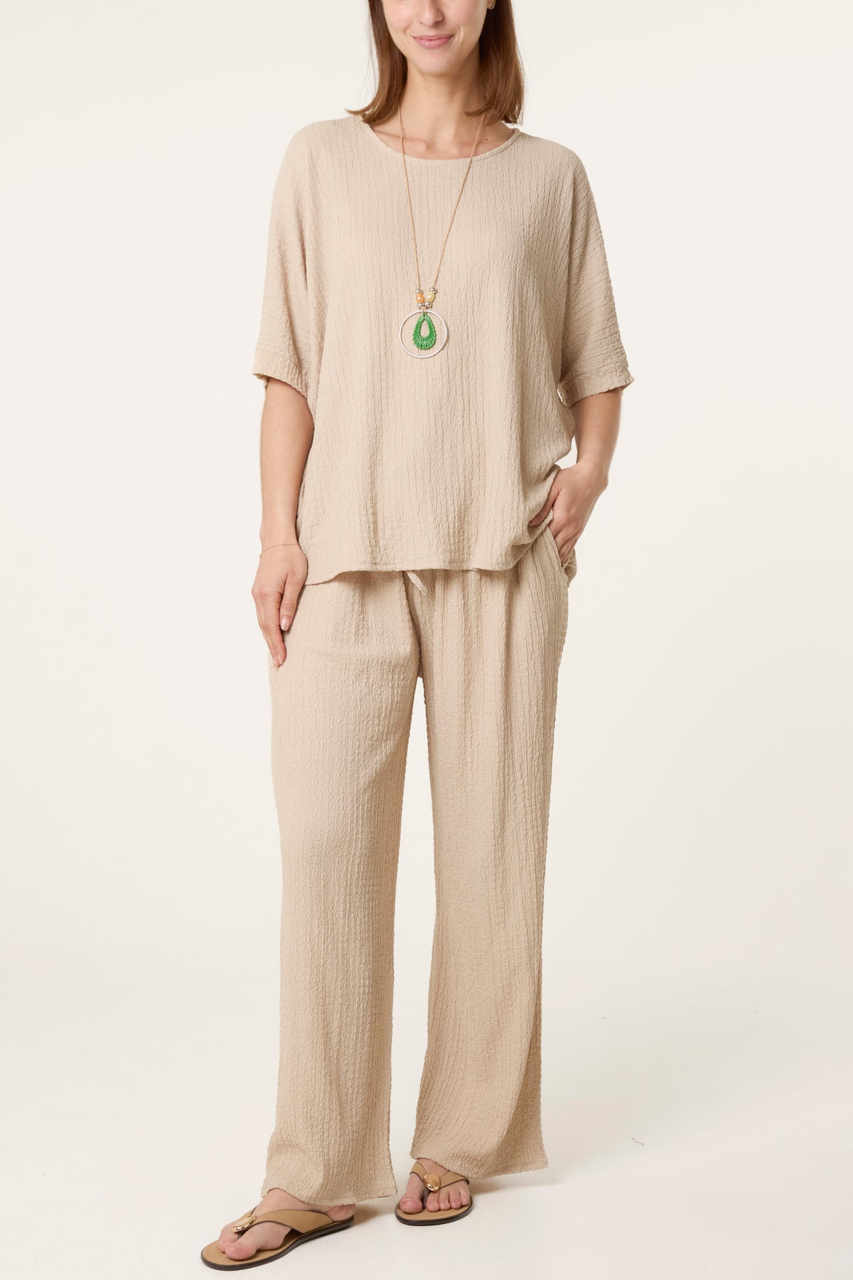 Necklace Crinkle Fabric Co-Ord Set