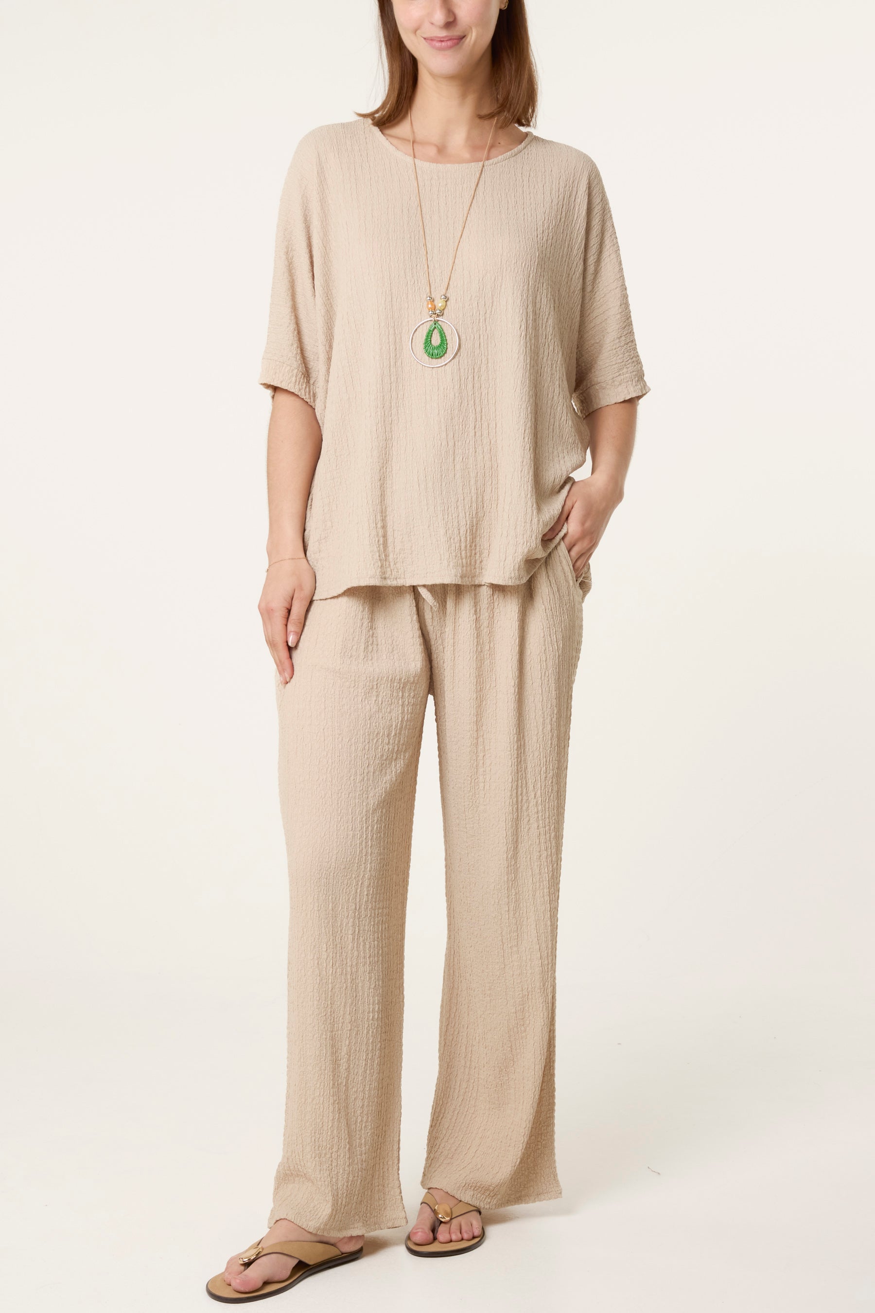 Necklace Crinkle Fabric Co-Ord Set