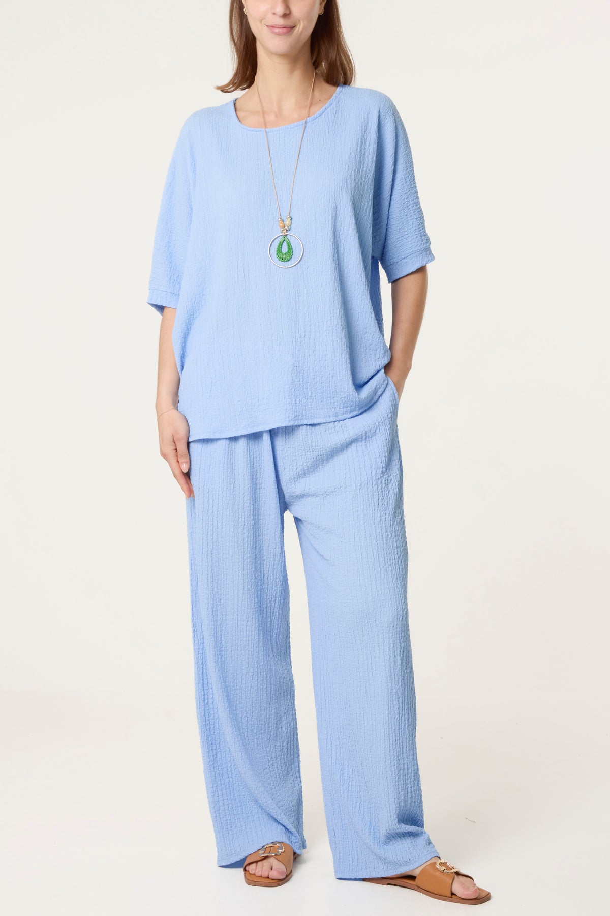 Necklace Crinkle Fabric Co-Ord Set