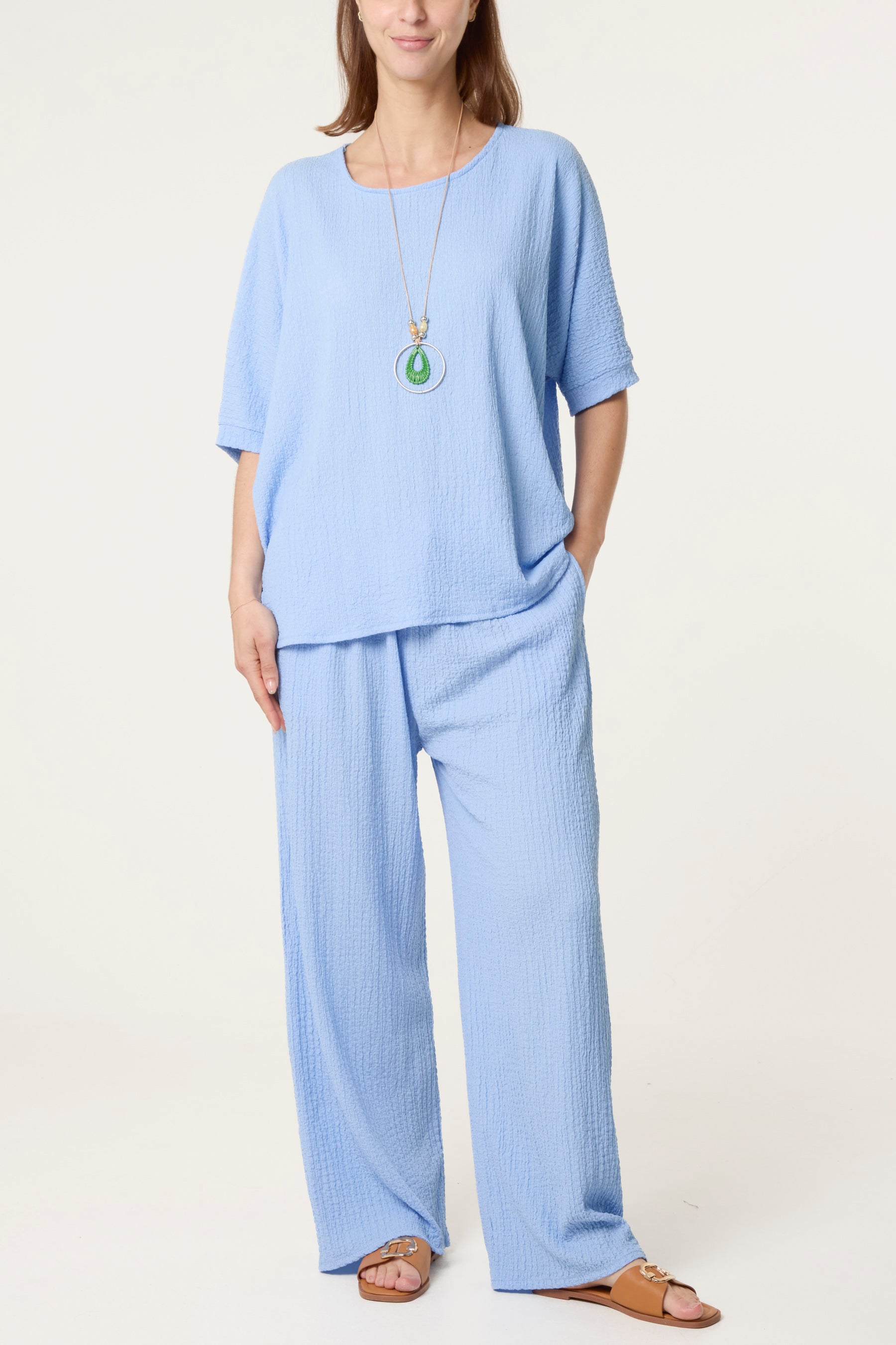 Necklace Crinkle Fabric Co-Ord Set