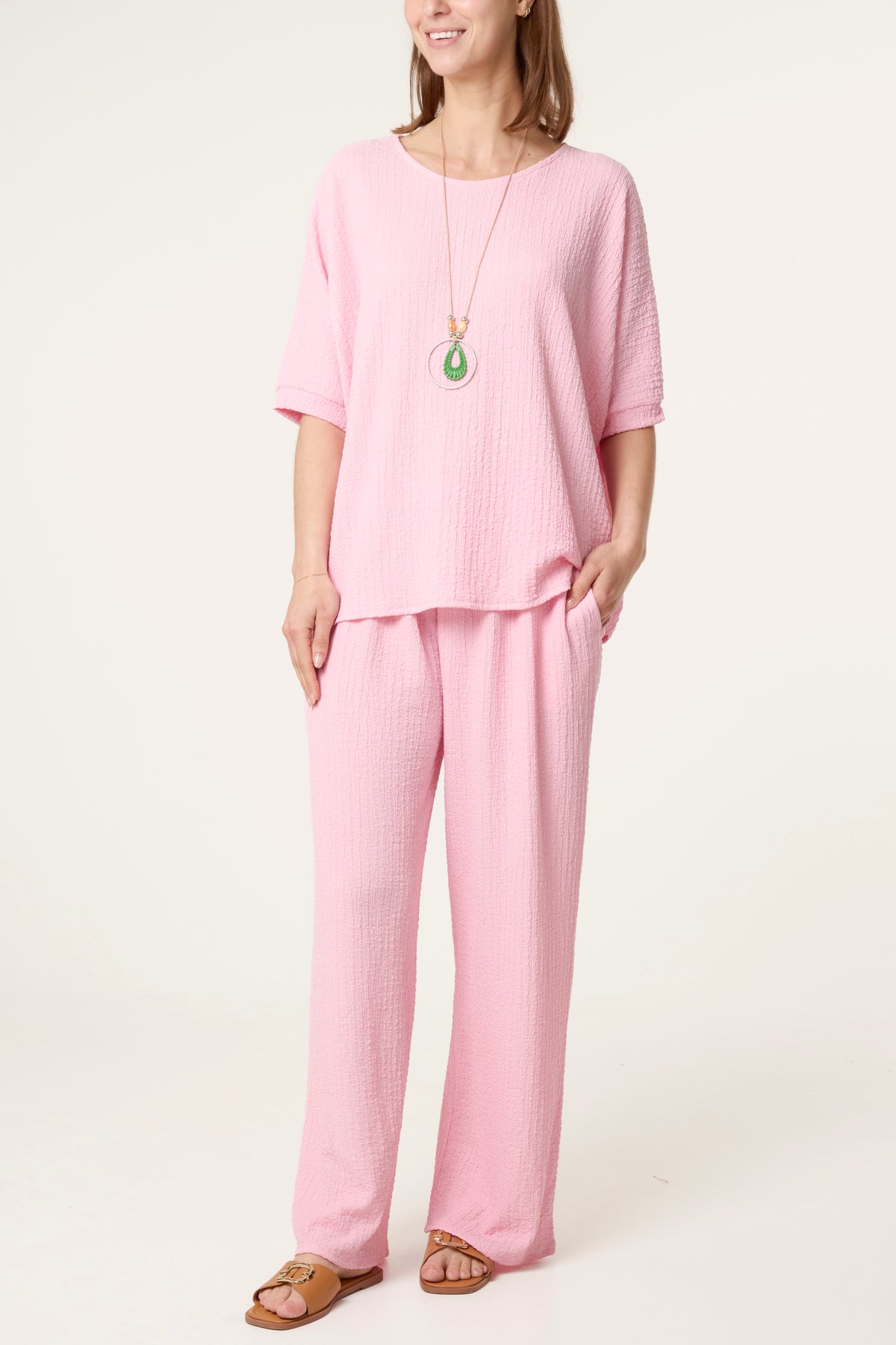 Necklace Crinkle Fabric Co-Ord Set