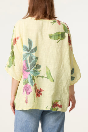 Tropical Floral Print Necklace Top