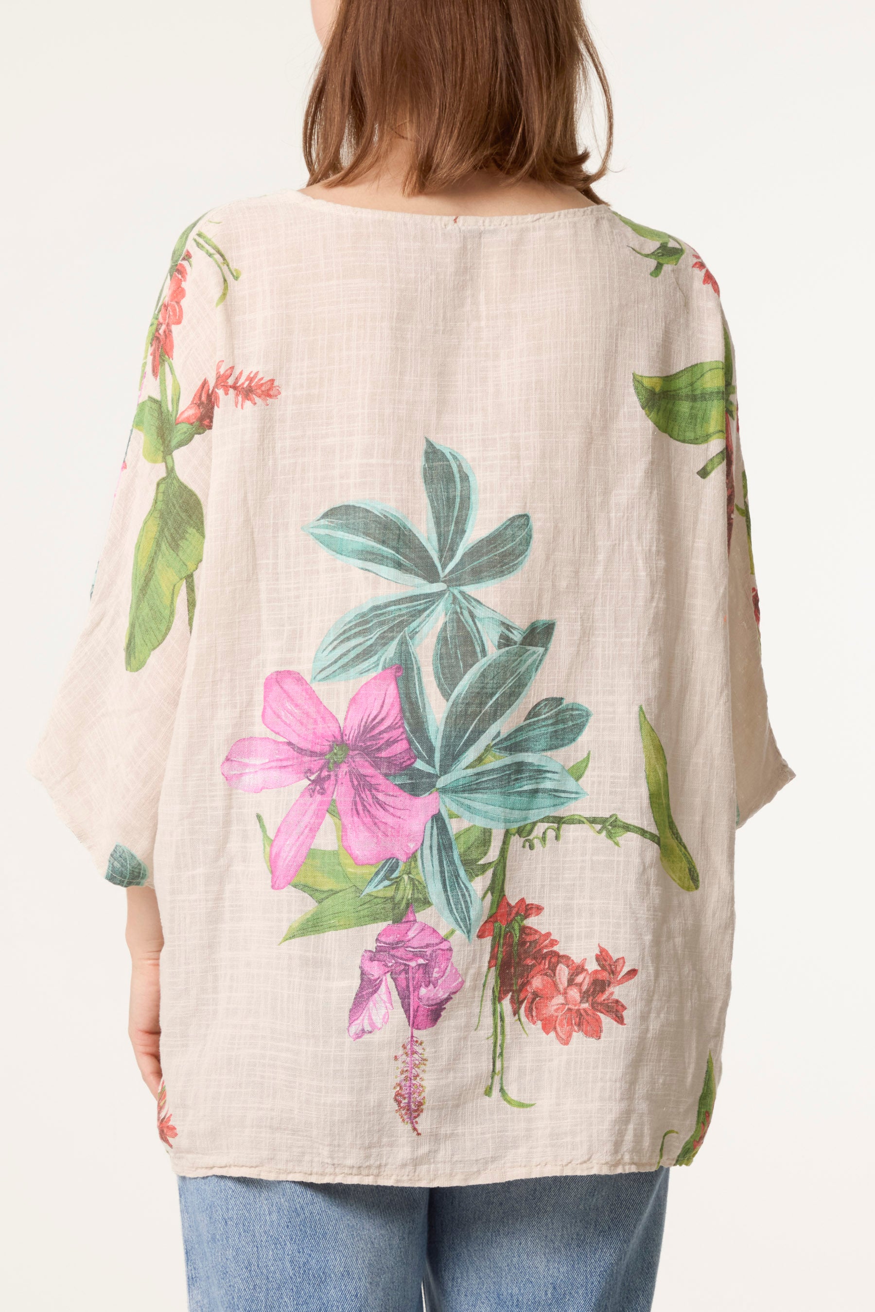 Tropical Floral Print Necklace Top
