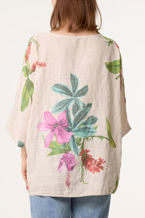 Tropical Floral Print Necklace Top
