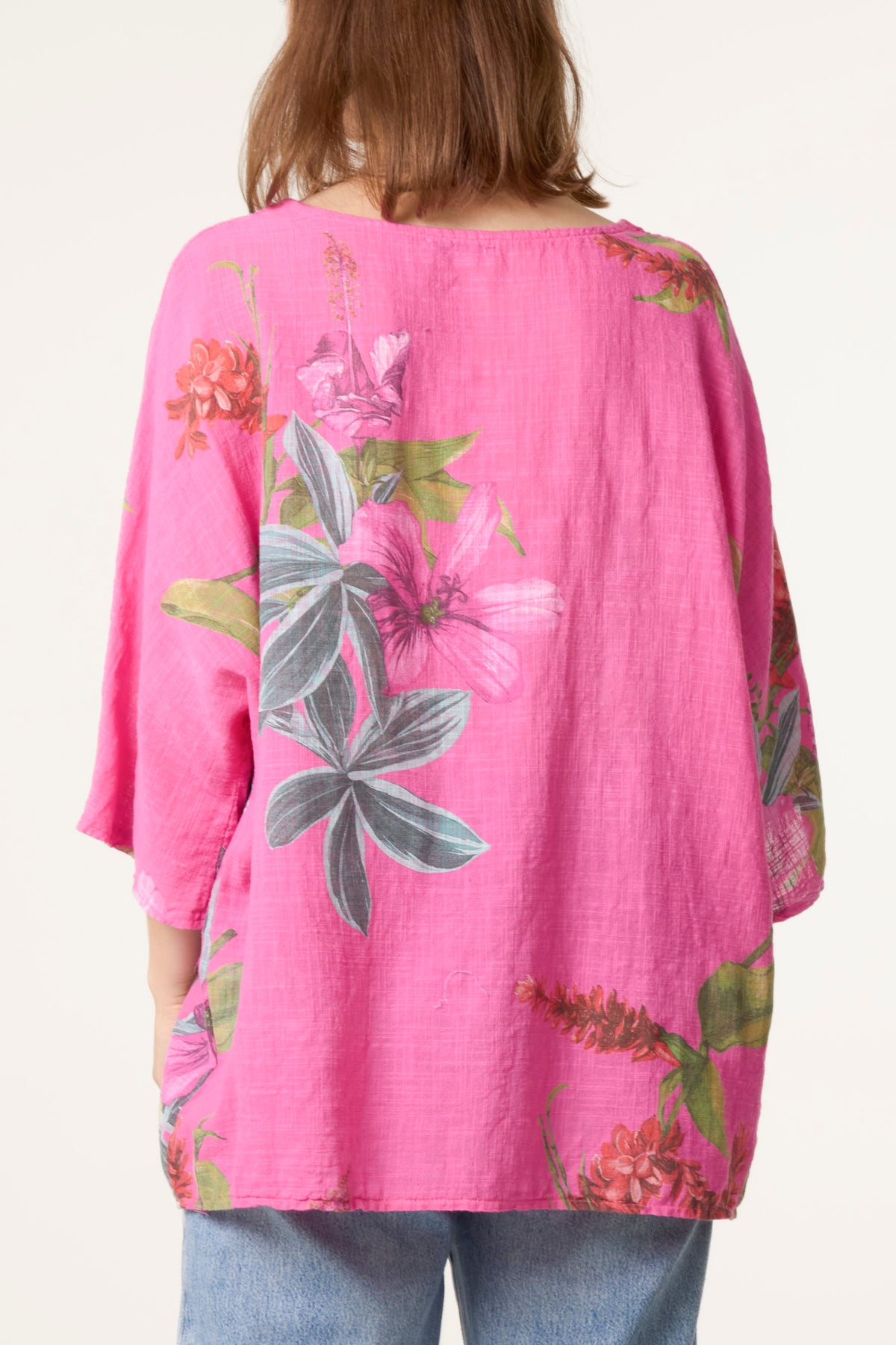 Tropical Floral Print Necklace Top