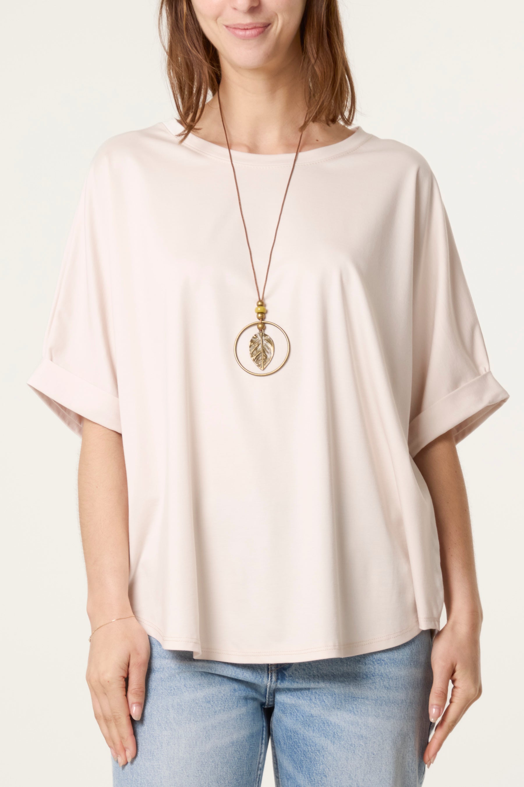 Plain Boxy Necklace T-Shirt