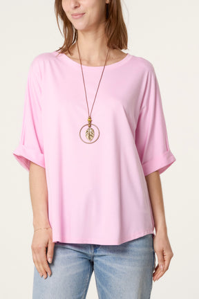 Plain Boxy Necklace T-Shirt