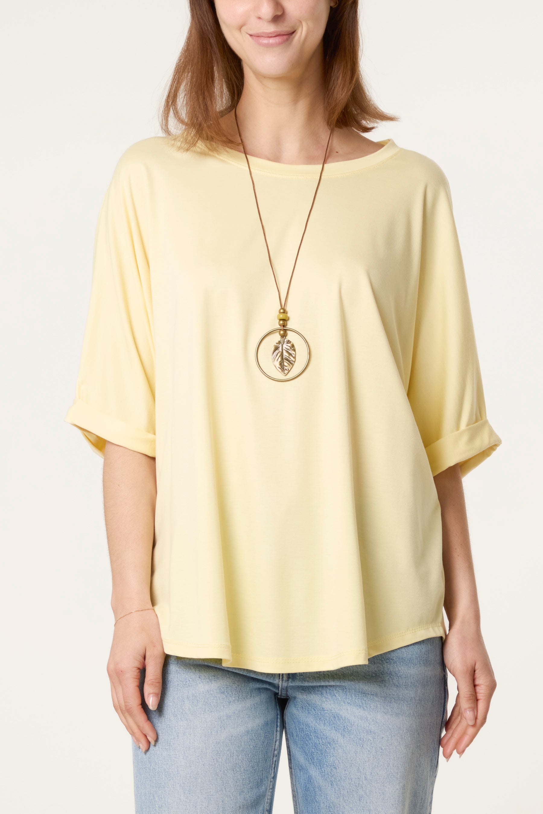 Plain Boxy Necklace T-Shirt