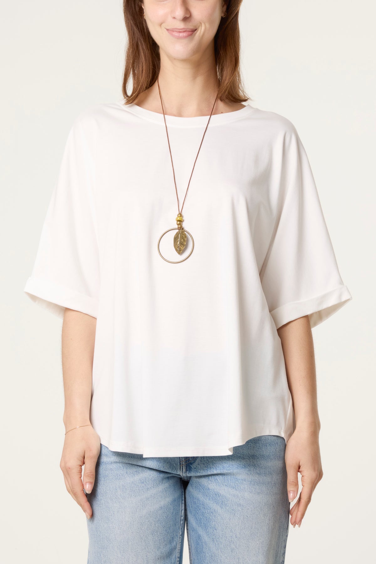 Plain Boxy Necklace T-Shirt