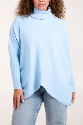 Roll Neck Pocket Asymmetric Jumper