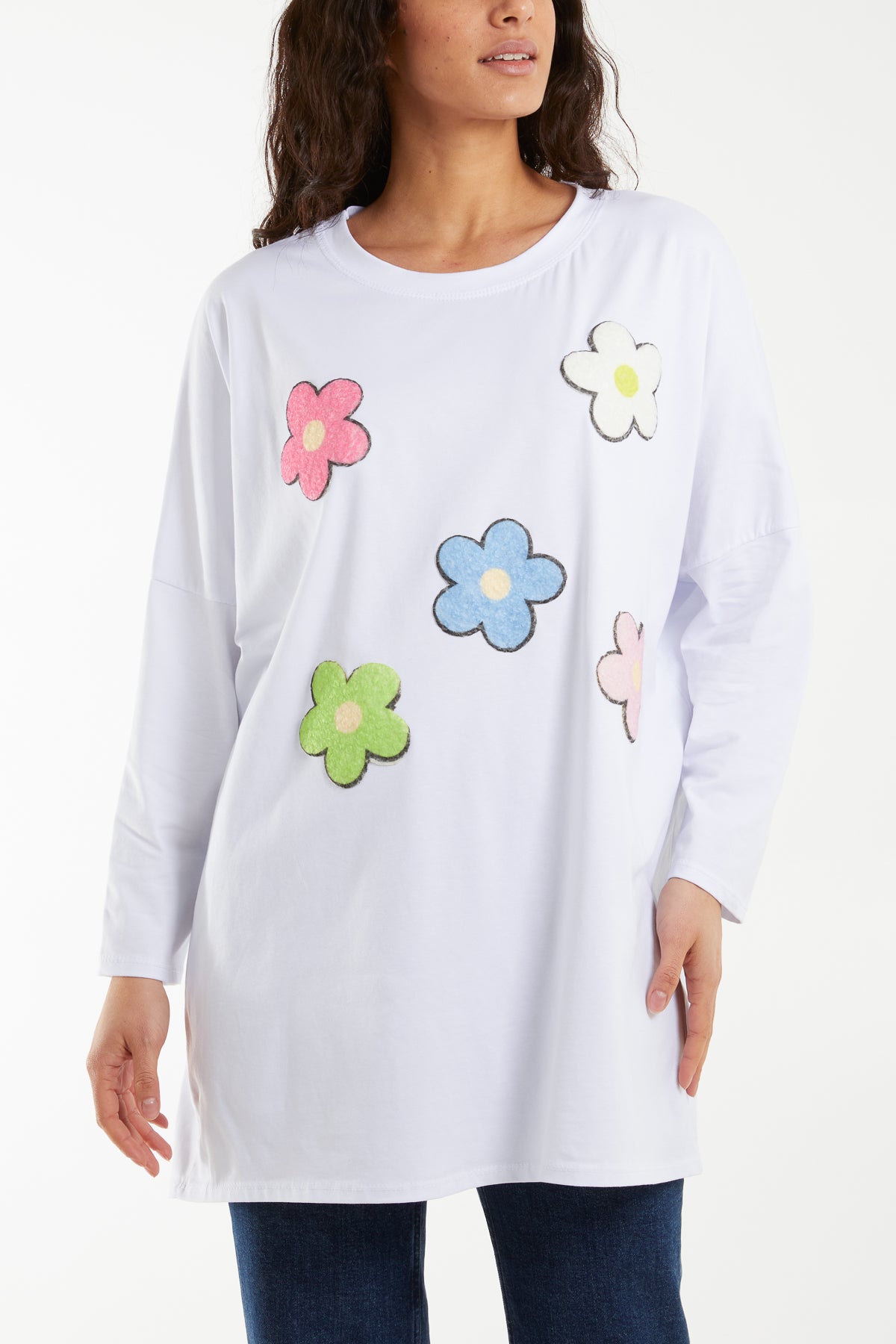 Multicolour Fluffy Daisy Long Sleeve Top