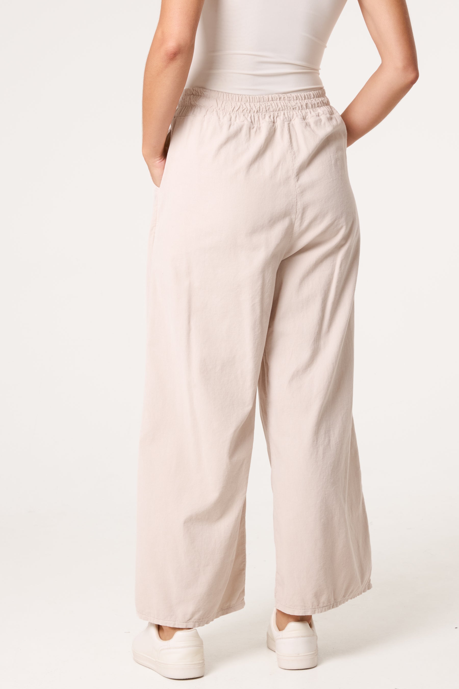 Pure Cotton Velvet Feel Wide Leg Trouser