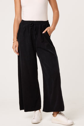 Pure Cotton Velvet Feel Wide Leg Trouser