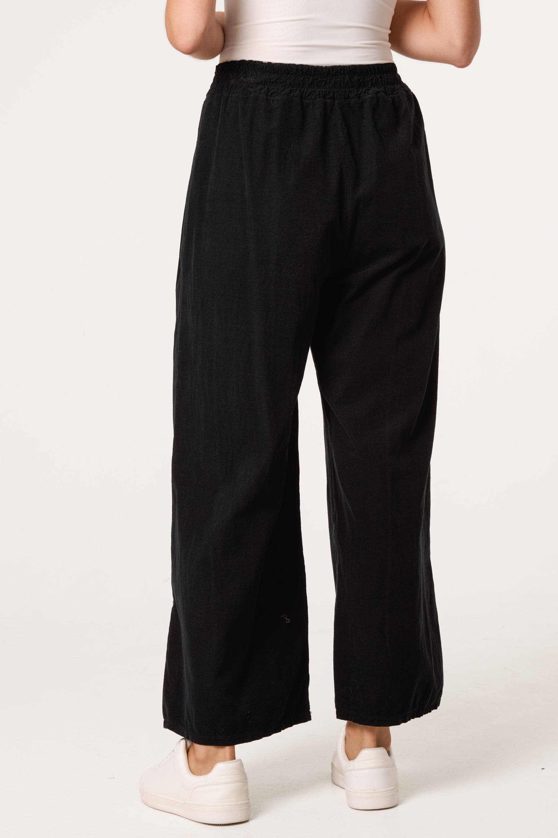 Pure Cotton Velvet Feel Wide Leg Trouser