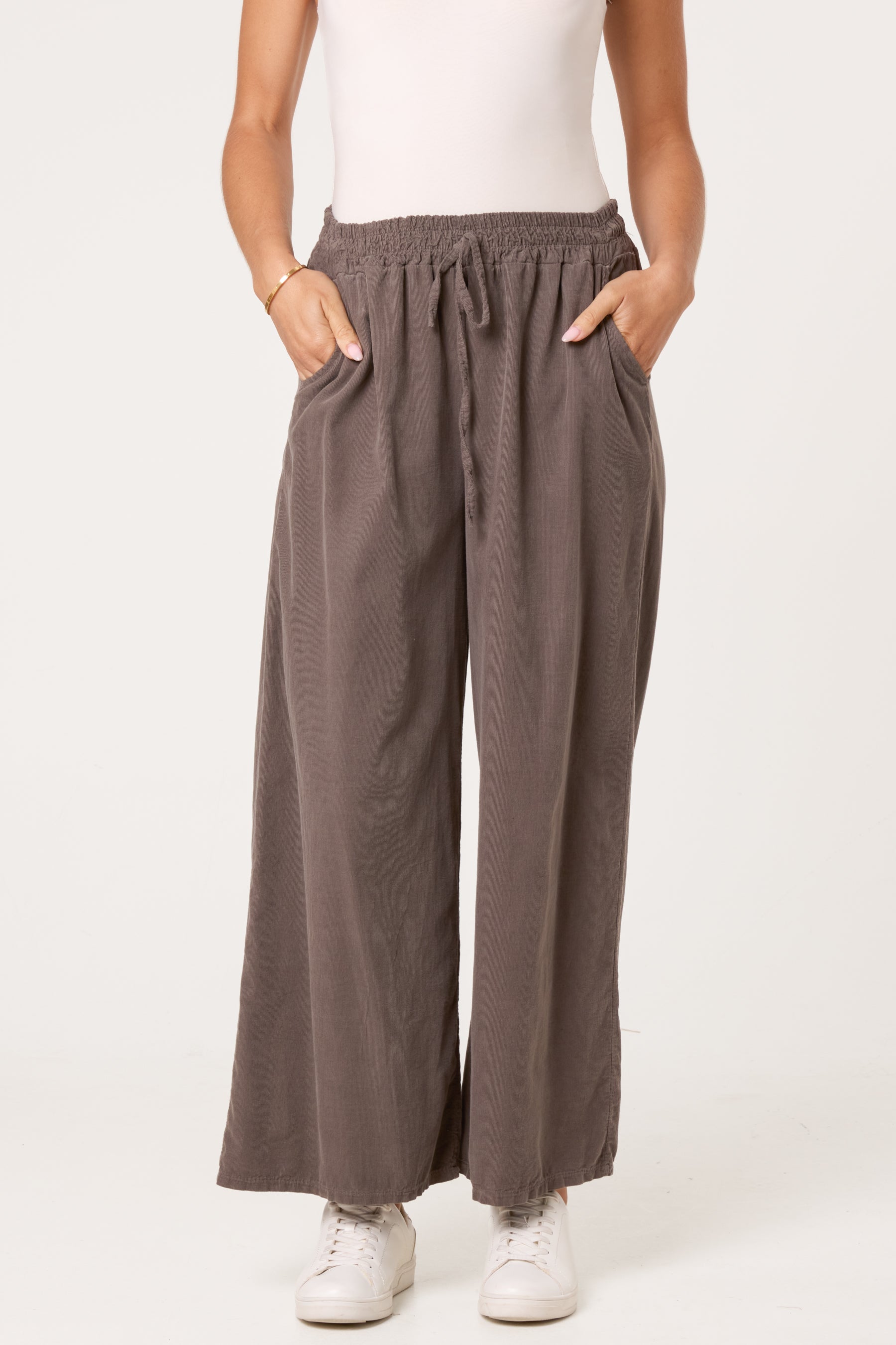 Pure Cotton Velvet Feel Wide Leg Trouser