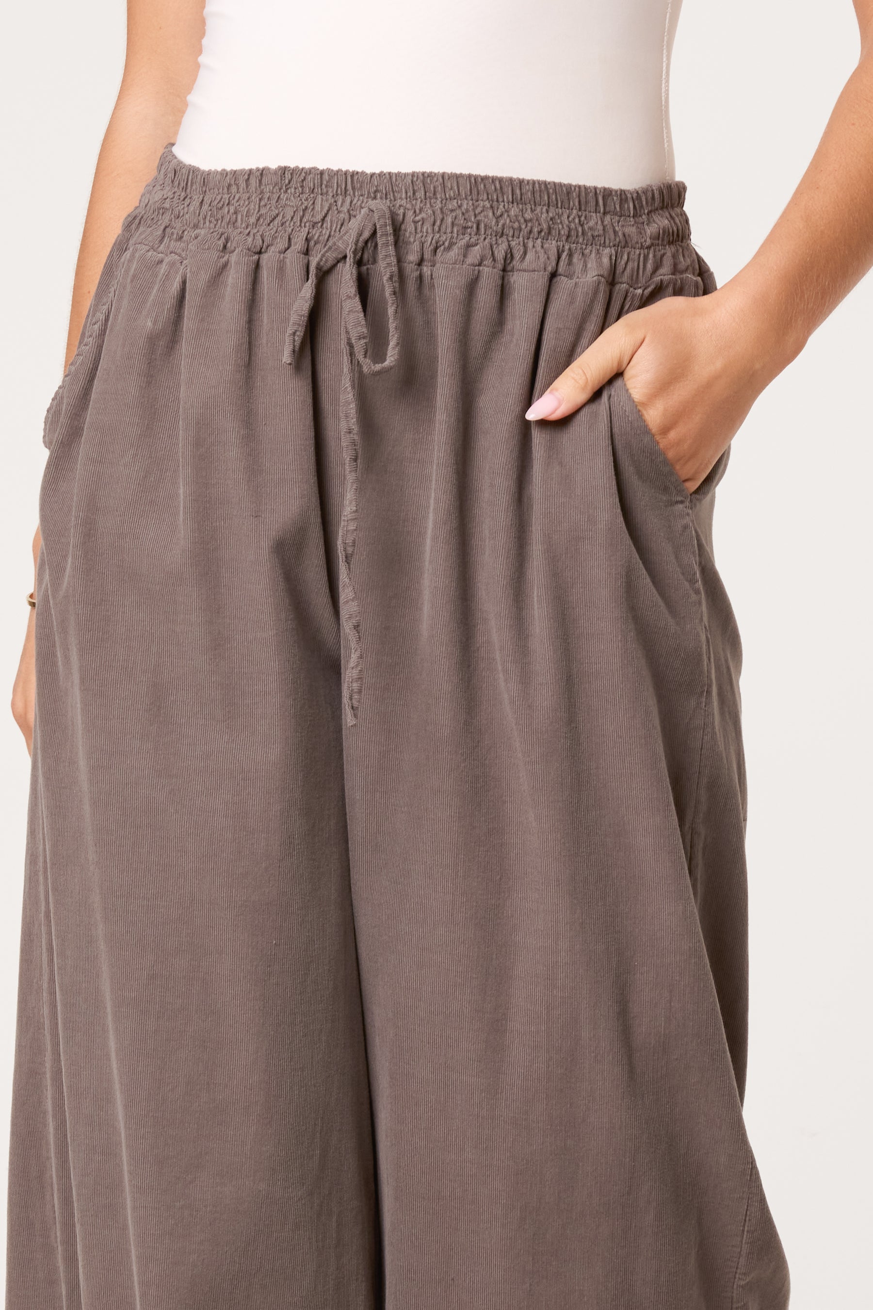Pure Cotton Velvet Feel Wide Leg Trouser