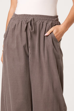 Pure Cotton Velvet Feel Wide Leg Trouser