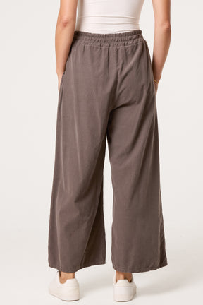 Pure Cotton Velvet Feel Wide Leg Trouser