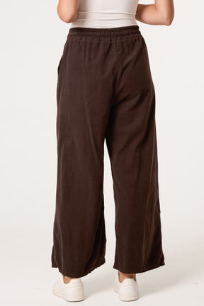 Pure Cotton Velvet Feel Wide Leg Trouser