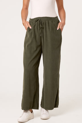 Pure Cotton Velvet Feel Wide Leg Trouser