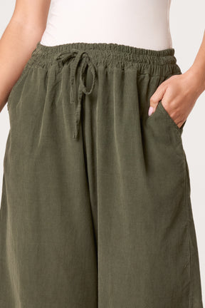 Pure Cotton Velvet Feel Wide Leg Trouser