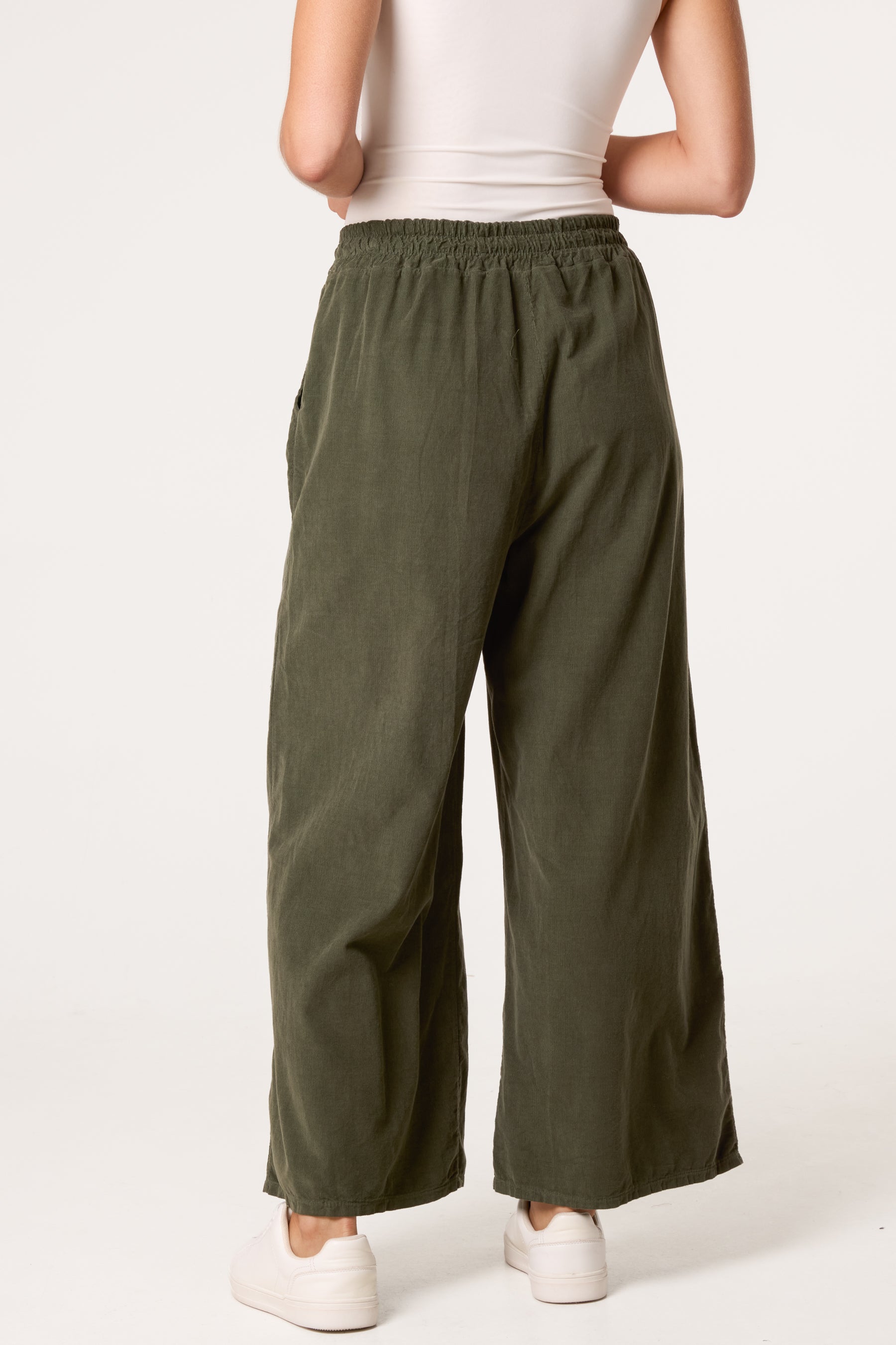Pure Cotton Velvet Feel Wide Leg Trouser