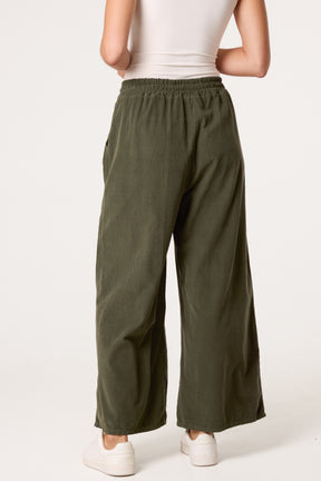 Pure Cotton Velvet Feel Wide Leg Trouser