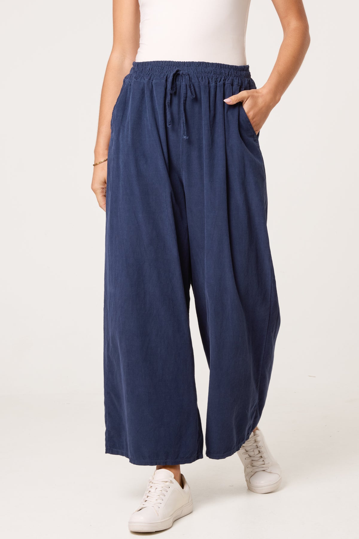 Pure Cotton Corduroy Wide Leg Trouser