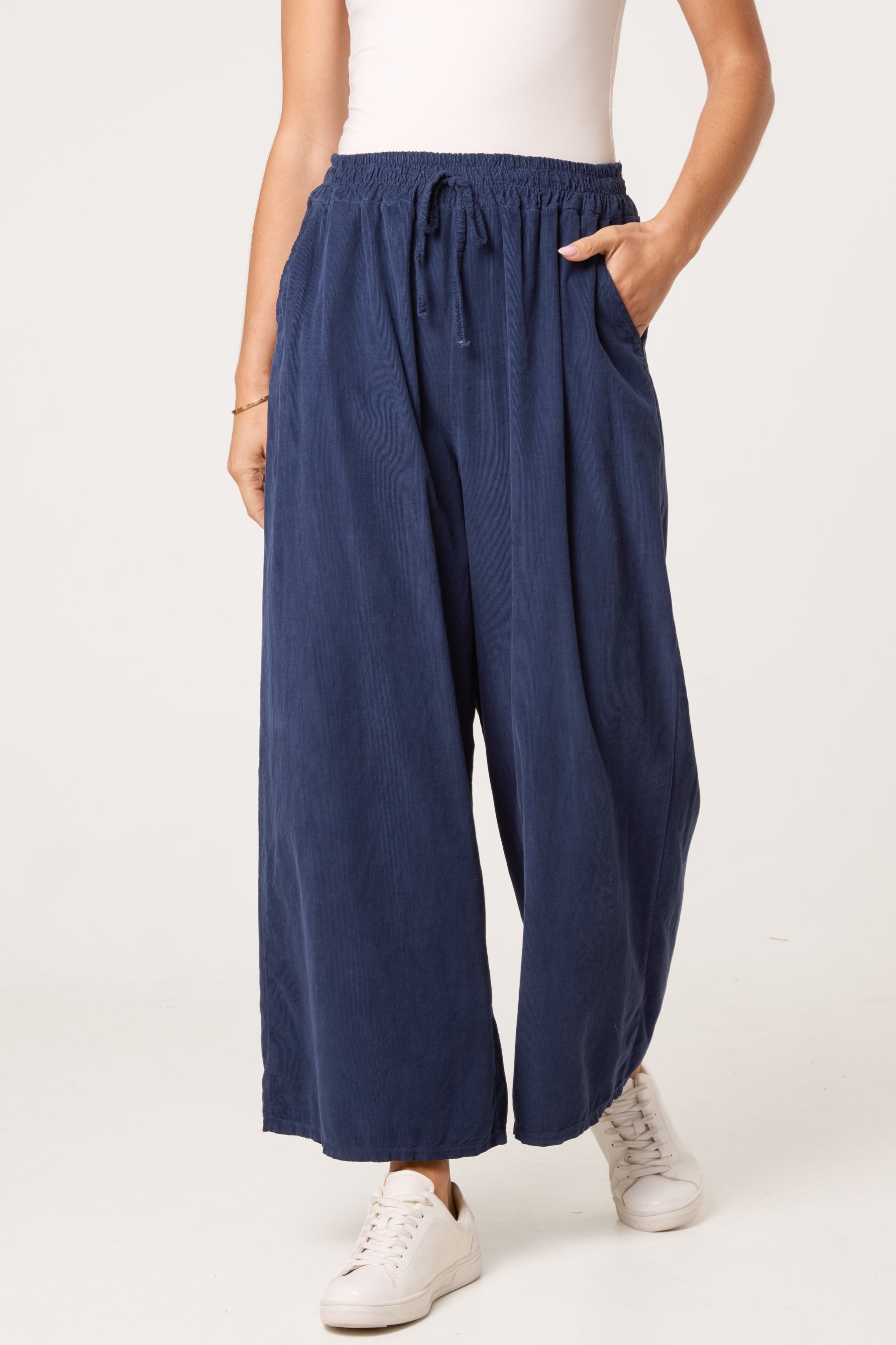 Pure Cotton Velvet Feel Wide Leg Trouser