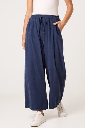 Pure Cotton Velvet Feel Wide Leg Trouser