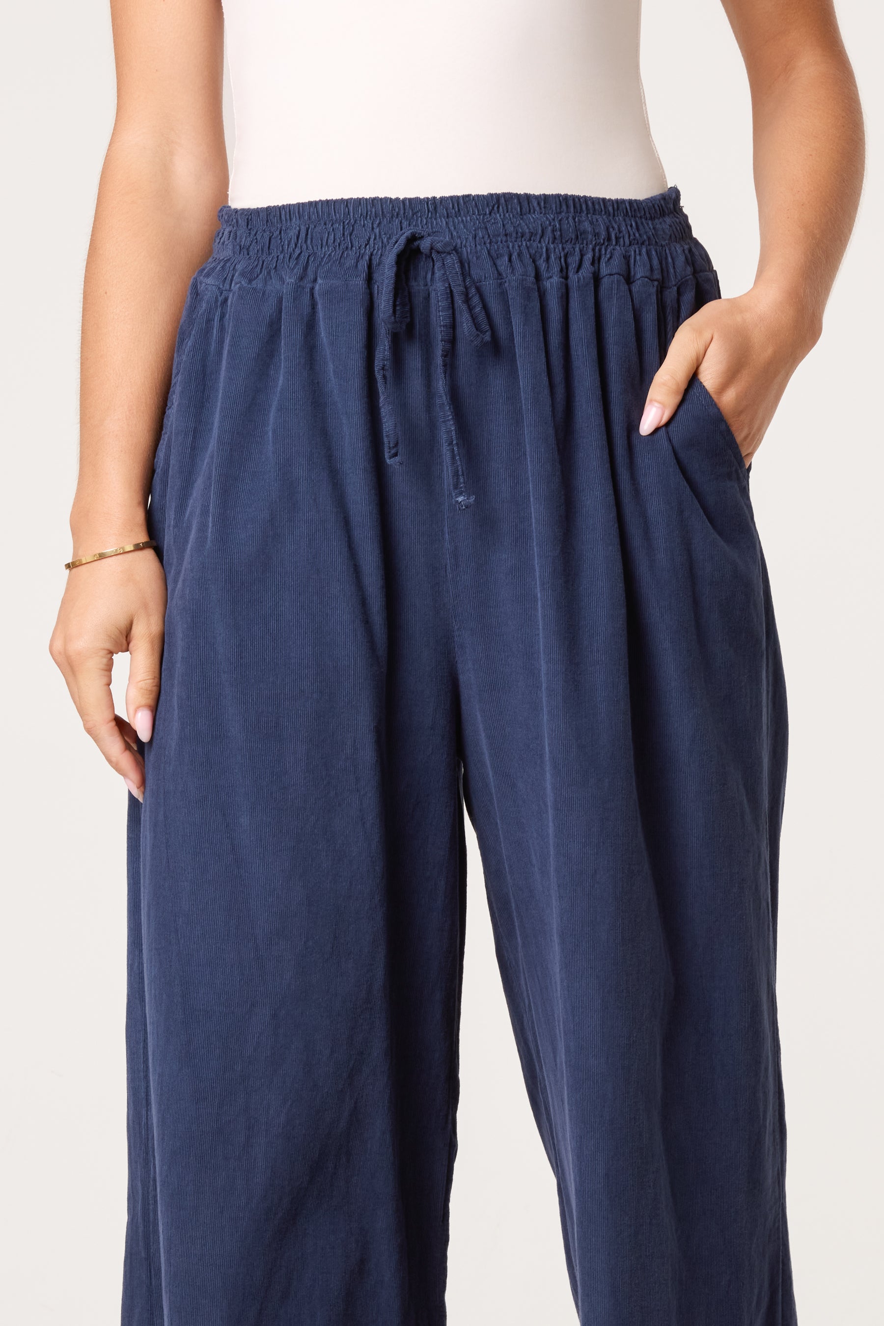 Pure Cotton Velvet Feel Wide Leg Trouser